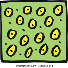 Cloth with dots original simple hand drawing converted to vector and colored