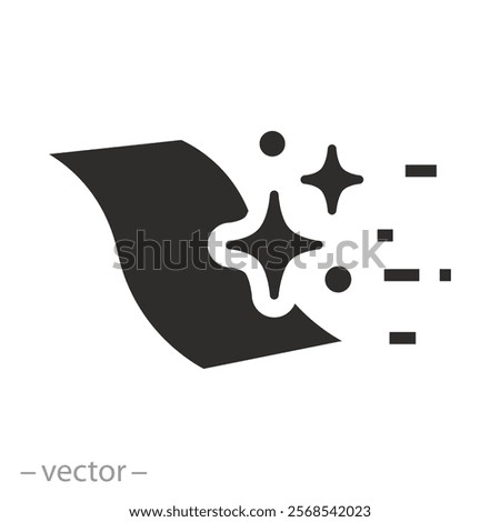 cloth for easy polish, clean surface surface icon, cleaner wipe cloth, effect shine floor, flat vector illustration