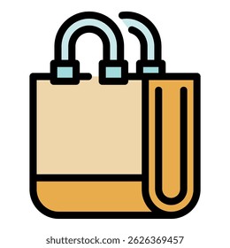 Cloth eco bag icon. Outline cloth eco bag vector icon color flat isolated