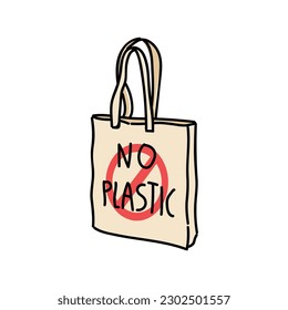 cloth eco bags blank or cotton yarn cloth bags, empty bags and no plastic symbol isolated on white, fabric cloth eco bag empty template for campaign to use bags to reduce waste plastic