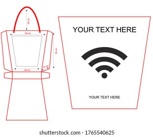 Cloth eco bags cotton yarn cloth bags, empty bags and wi-fi symbol isolated on white, 