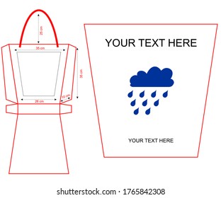 Cloth eco bags cotton yarn cloth bags, empty bags rain symbol isolated on white, 