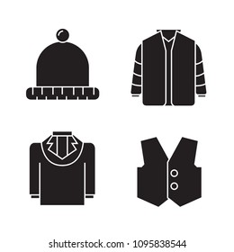 cloth and fashion accessories icons set, black color