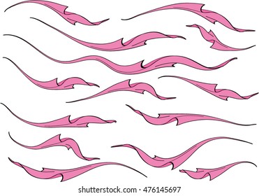 Cloth flying vector drawing design set
