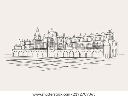 The Kraków Cloth Hall line illustration