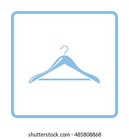 Cloth hanger icon. Blue frame design. Vector illustration.