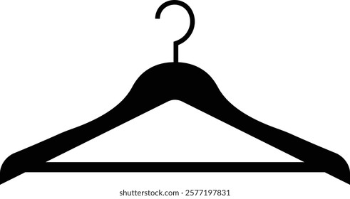 Cloth hanger icon, Hanger for cloakroom or closet. Hang for coat, shirt or suit, towel. Hook sale logo. Vector glyph silhouette template design elements, isolated on transparent background,