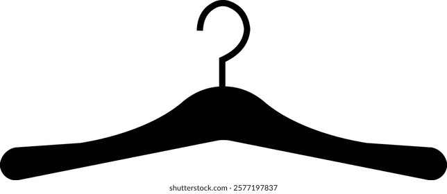 Cloth hanger icon, Hanger for cloakroom or closet. Hang for coat, shirt or suit, towel. Hook sale logo. Vector glyph silhouette template design elements, isolated on transparent background,