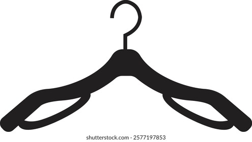 Cloth hanger icon, Hanger for cloakroom or closet. Hang for coat, shirt or suit, towel. Hook sale logo. Vector glyph silhouette template design elements, isolated on transparent background,