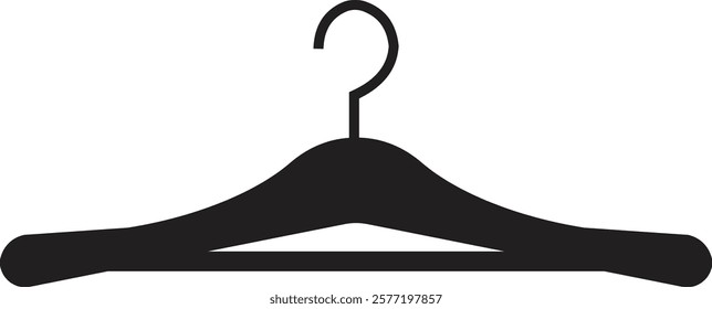 Cloth hanger icon, Hanger for cloakroom or closet. Hang for coat, shirt or suit, towel. Hook sale logo. Vector glyph silhouette template design elements, isolated on transparent background,