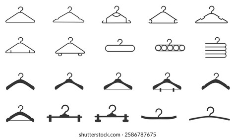 cloth hanger icon set, icons, sign, symbol vector illustration laundry equipment wardrobe equipment 