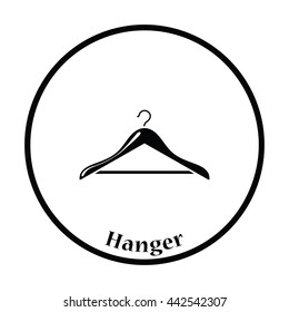 Cloth hanger icon. Thin circle design. Vector illustration.