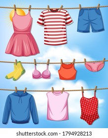 Cloth hanging on the rope illustration