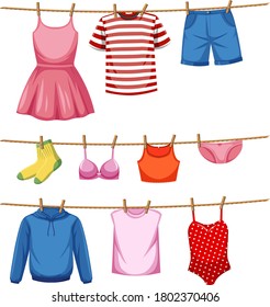 Cloth hanging on white background illustration