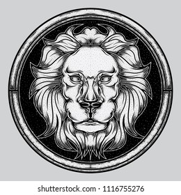 cloth head white lion ( manual process ), vector EPS 10