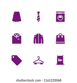 cloth icon. 9 cloth set with laundry service, shirt, skirt and jacket vector icons for web and mobile app