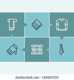 Cloth icon set and lace with tie, towel and jersey. Clothes related cloth icon vector for web UI logo design.