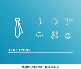 Cloth icon set and tie with cap, linen and knit. Wardrobe related cloth icon vector for web UI logo design.