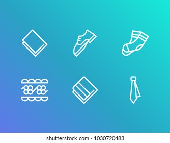 Cloth icon set and towel with socks, lace and tie. Layer related cloth icon vector items for web UI logo design.