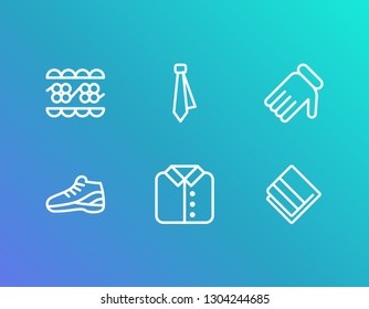 Cloth icon set and towel with tie, lace and shirt. Apparel related cloth icon vector for web UI logo design.