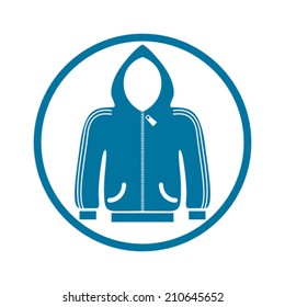 Cloth icon, vector illustration of sweater with a hood.