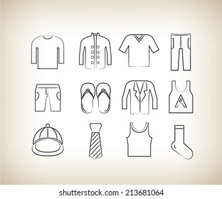 cloth icons in sketch line design