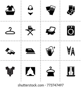 Cloth icons. vector collection filled cloth icons. includes symbols such as wiping, wipe, washer, hanger, clothes peg, floor cloth, iron. use for web, mobile and ui design.