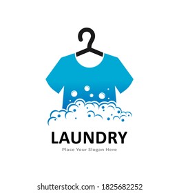 Cloth laundry with hanger vector logo template. Suitable for business, web, wardrobe and art