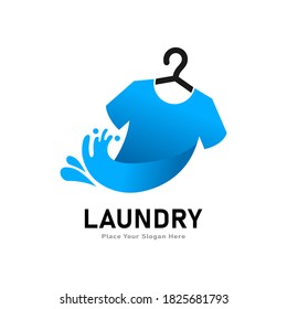 Plantilla de logotipo vectorial de lavandería de tela. Adecuado para negocios, web, armario y arte