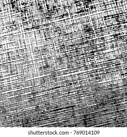 Cloth linen sack backdrop. Distress thread used texture. Grunge rough dirty background. Shabby black cotton cover. Overlay aged grainy messy template. Empty aging design element. EPS10 vector.