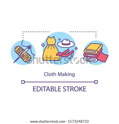 Cloth making concept icon. Local production idea thin line illustration. Apparel designer, manufactor. Fashion department. Craft clothing. Vector isolated outline drawing. Editable stroke