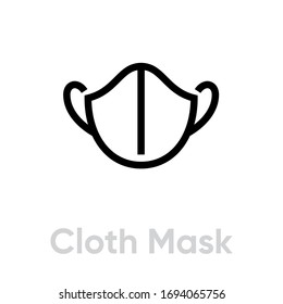 Cloth Mask icon. Editable line vector. Symbol medical respirator made of textile. Single pictogram.
