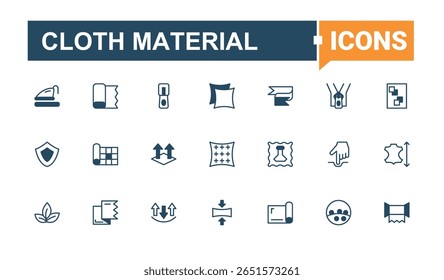 Cloth Material line icon. Contains such icons as fabric, industrial, fiber, cloth and more. Fabric Material linear icon collection. Web icons pack. Solid line editable stroke.