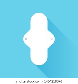 Cloth menstrual pad with long shadow. Female's hygiene product. Alternative sustainable. Vector illustration, flat design