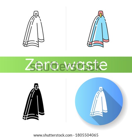 Cloth napkin icon. Linear black and RGB color styles. Responsible consumption, zero waste lifestyle. Anticonsumerism. Clean reusable kitchen or bath towel Isolated vector illustrations