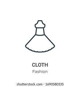 Cloth outline vector icon. Thin line black cloth icon, flat vector simple element illustration from editable fashion concept isolated stroke on white background