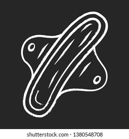 Cloth pads chalk icon. Handmade zero waste swap. Eco friendly, washable menstrual pad. Period sanitary napkin. Feminine hygiene. Reusable sanitary towel. Isolated vector chalkboard illustration