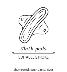 Cloth pads linear icon. Eco menstrual pad. Period sanitary napkin. Feminine hygiene. Reusable sanitary towel. Thin line illustration. Contour symbol. Vector isolated outline drawing. Editable stroke