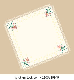Cloth pattern design of a floral frame scarf.