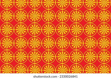 Cloth pattern design: seamless gold China chrysanthemum on a red backgroud 