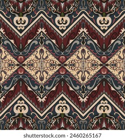 cloth pattern red blue ethnic tribe hot carpet fire seamless