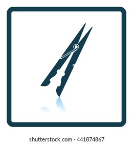 Cloth peg icon. Shadow reflection design. Vector illustration.