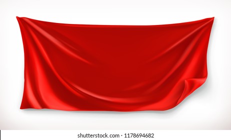 Cloth. Red banner. 3d realistic vector