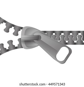 Cloth and tailor concept represented by grey Zip icon. Isolated and flat illustration 