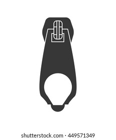 Cloth and tailor concept represented by Zip silhouette icon. Isolated and flat illustration 