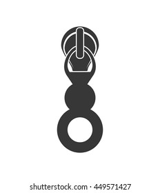 Cloth and tailor concept represented by Zip silhouette icon. Isolated and flat illustration 