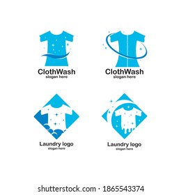 Cloth Wash logo designs, Laundry logo Template designs vector illustration
