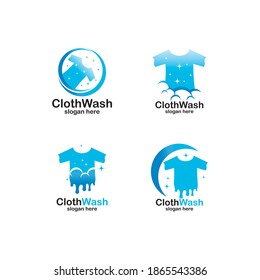 Cloth Wash logo designs, Laundry logo Template designs vector illustration
