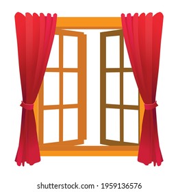 Cloth and window curtains, vector illustration