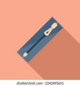 Cloth zipper icon flat vector. Clothing sew. Manufacture needle